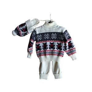Tiny Togs Vintage 70s Baby Teddy Bear Sweater Set 18-24 months Cabin Core Ski